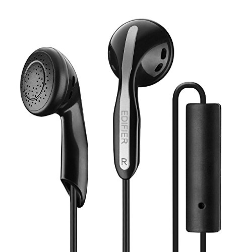 Product Cover Edifier P180 Headphones with Mic and Inline Control - Stereo Earbud Earphone Earpod Headphone with Microphone and Remote for Apple iPhone Samsung HTC Nokia - Black