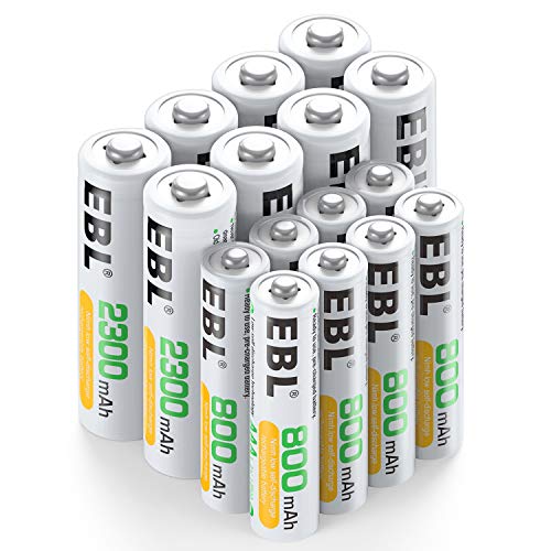 Product Cover EBL 16 Sets AA AAA Batteries Combo with 8PCS AA 2300mAh & 8-Pack AAA 800mAh Rechargeable Batteries