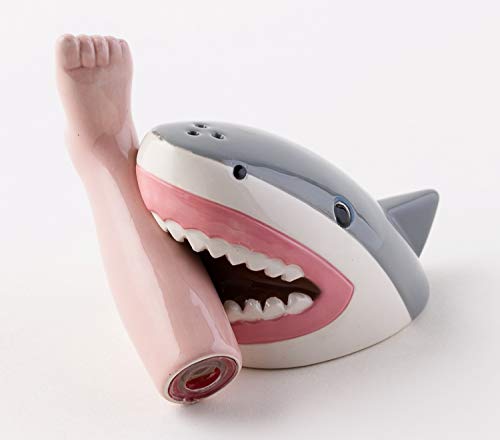 Product Cover One Hundred 80 Degrees Aurrra Ceramic Shark and Foot Salt and Pepper Shaker Set, 3.75 Inches, Solar Fountain Pump