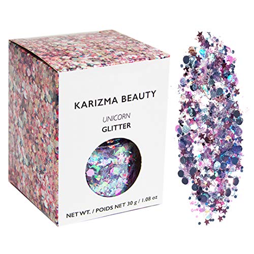 Product Cover Unicorn Chunky Glitter ✮ Large 30g Jar KARIZMA BEAUTY ✮ Festival Glitter Cosmetic Face Body Hair Nails