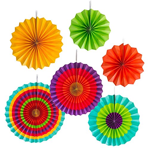 Product Cover Super Z Outlet Fiesta Colorful Paper Fans Round Wheel Disc Southwestern Pattern Design for Party, Event, Home Decoration (Southwestern)