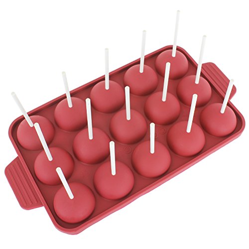 Product Cover Freshware Silicone Mold for Cake Pop, Lollipop, Candy and Party Cupcake with 24-count Paper Sticks, Recipe Included, 15-Cavity