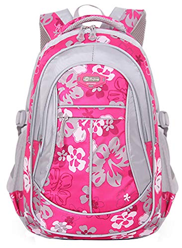 Product Cover JiaYou Girl Flower Printed Primary Junior High University School Bag Bookbag Backpack(Style A Rose,24 Liters)