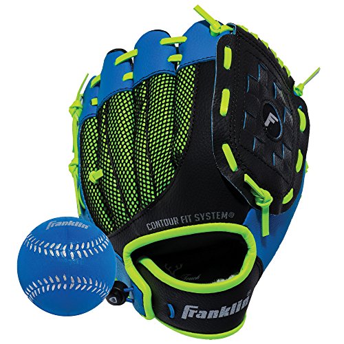 Product Cover Franklin Sports Teeball Glove - Left and Right Handed Youth Fielding Glove - Neo-Grip - Synthetic Leather Baseball Glove - 9.0 Inch Right Hand Throw - Ready To Play Glove - Blue