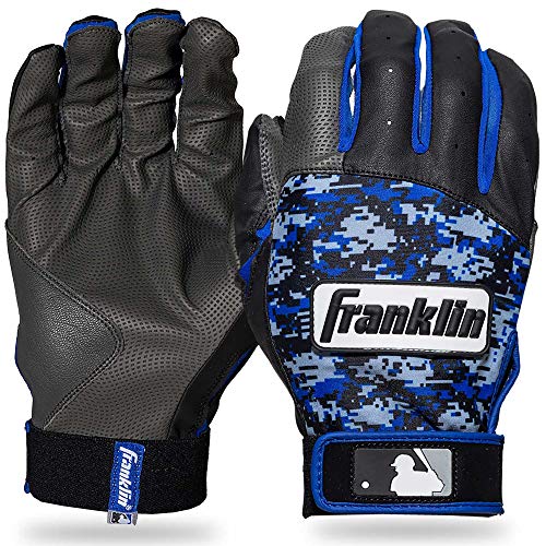 Product Cover Franklin Sports MLB Digitek Baseball Batting Gloves - Gray/Black/Royal Digi - Youth Small