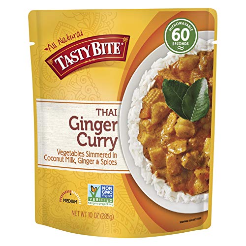 Product Cover Tasty Bite Thai Entree Penang Ginger Curry 10 Ounce (Pack of 6), Fully Cooked Thai Entrée with Vegetables in Coconut Milk with Thai Basil & Lemongrass Vegetarian, Gluten Free, Ready to Eat