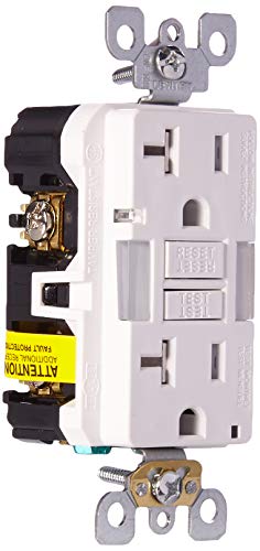Product Cover Leviton, White GFNL2-W Self-Test SmartlockPro Slim GFCI Tamper-Resistant Receptacle with Guidelight and LED Indicator, 20 Amp