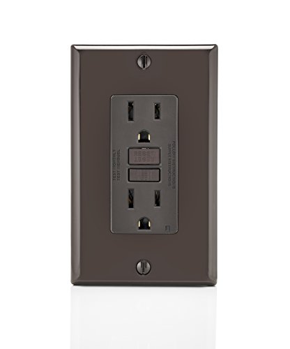 Product Cover Leviton GFNT1 Self-Test SmartlockPro Slim GFCI Non-Tamper-Resistant Receptacle with LED Indicator, Wallplate Included, 15-Amp, Brown