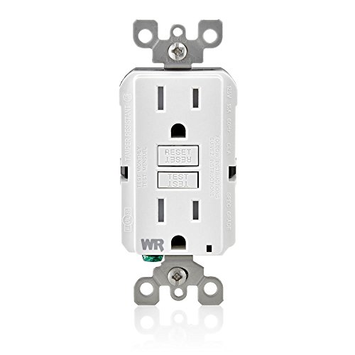 Product Cover Leviton GFWT1-W Self-Test SmartlockPro Slim GFCI Weather-Resistant and Tamper-Resistant Receptacle with LED Indicator, 15-Amp, White
