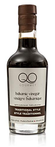 Product Cover QO Thick Aged Balsamic Vinegar of Modena | Traditional Style | Gourmet Premium Dense Italian Vinegar | Aceto Balsamico di Modena | All Natural | Aged in Wooden Barrels | Crafted in Modena | 8.5 fl.oz