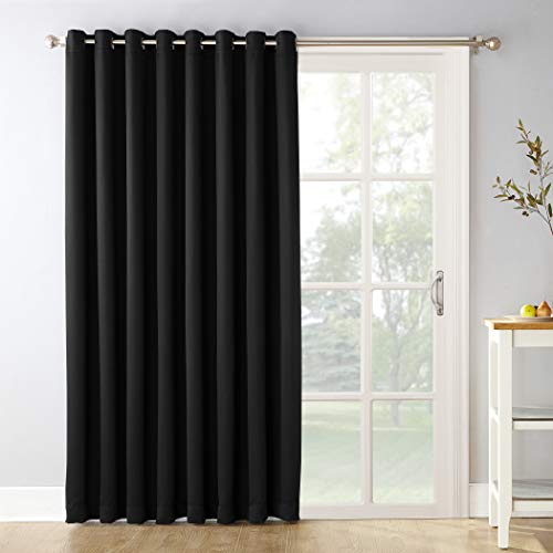 Product Cover Sun Zero Easton Extra-Wide Tire three Blackout Sliding Patio Door Curtain Panel with Pull Wand, 100