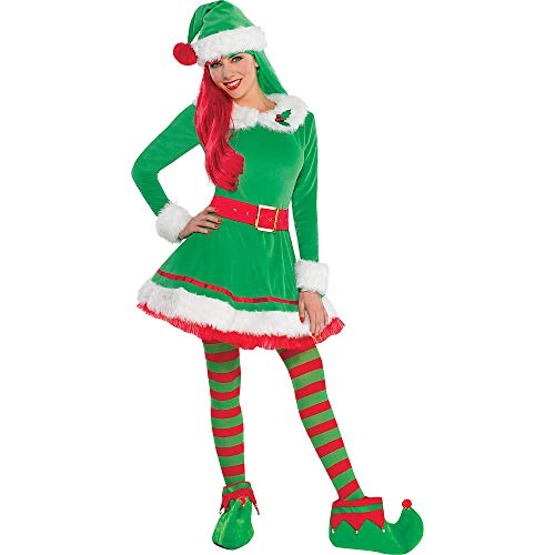 Product Cover Amscan Green Elf Costume for Women, Christmas Costume, Large, with Included Accessories