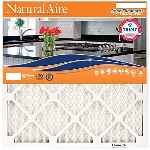 Product Cover Flanders PrecisionAire 84857.01183 NaturalAire Odor Eliminator Air Filter with Baking Soda, MERV 8, 18 x 30 x 1-Inch, 4-Pack
