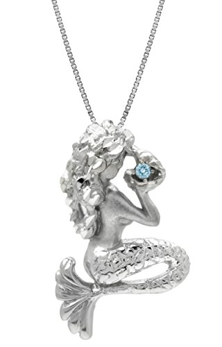 Product Cover Honolulu Jewelry Company Sterling Silver and Blue Topaz Mermaid Necklace Pendant with 18