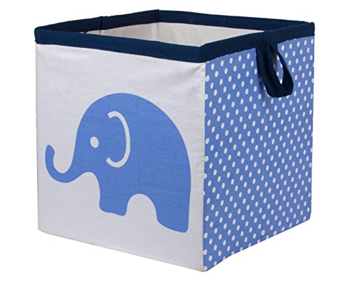 Product Cover Bacati - Storage Tote (Small 10 x 10 x 10 inches, Elephants Blue/Grey)