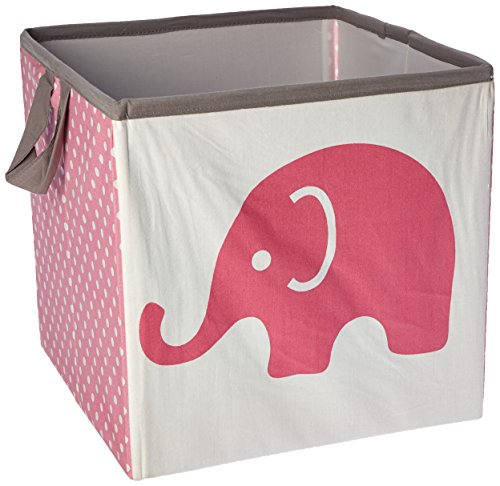 Product Cover Bacati Elephants Storage Tote Basket, Pink/Grey, Small
