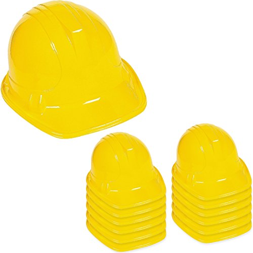 Product Cover Yellow Construction Hat for Adults - 12 Plastic Builder Hats by Funny Party Hats