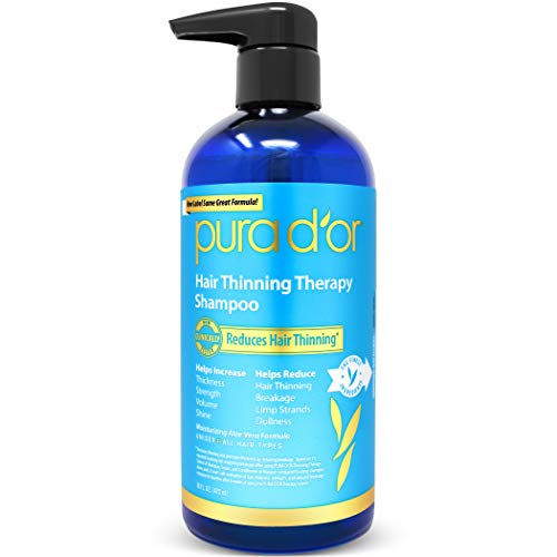 Product Cover PURA D'OR Hair Thinning Therapy Shampoo for Prevention, Infused with Argan Oil, Biotin & Natural Ingredients, Sulfate Free, All Hair Types, Men and Women, 16 Fl Oz (Packaging may vary)