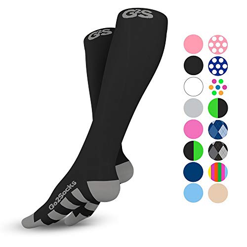 Product Cover Go2 Compression Socks for Women and Men Athletic Running Socks for Nurses Medical Graduated Nursing Compression Socks for Travel Running Sports Socks!!(Black,L)