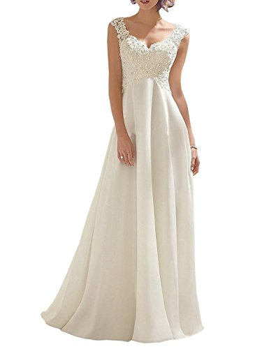 Product Cover Abaowedding Women's Wedding Dress Lace Double V-Neck Sleeveless Evening Dress Ivory US 18 Plus