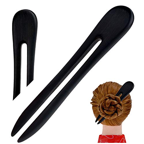 Product Cover FINGER LOVE Handmade Carved Ebony (Black Ebony) Hair Stick: Double 02