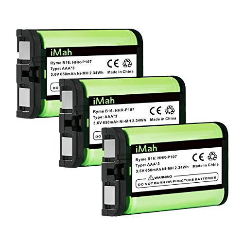 Product Cover 3-Pack iMah HHR-P107 Phone Battery Compatible with Panasonic HHR-P107A/1B KX-TG6071 KX-TG6074 KX-TGA351 KX-TGA600 Handset Cordless Telephone (Type 35)