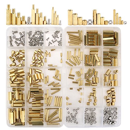 Product Cover Hilitchi 360pcs M2 M3 M4 Male Female Brass Spacer Standoff Screw Nut Assortment Kit