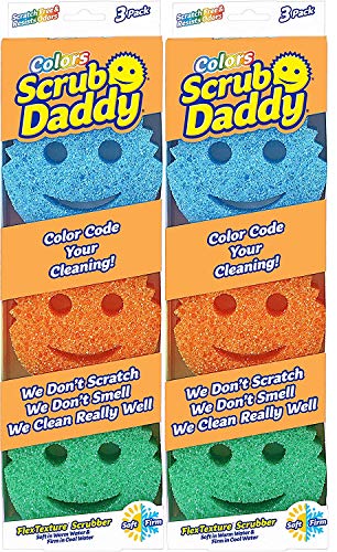 Product Cover Scrub Daddy Colors Sponge Set - FlexTexture Sponge, Soft in Warm Water, Firm in Cold, Deep Cleaning, Dishwasher Safe, Multi-use, Scratch Free, Odor Resistant, Functional, Ergonomic, 2 pk, 6pc