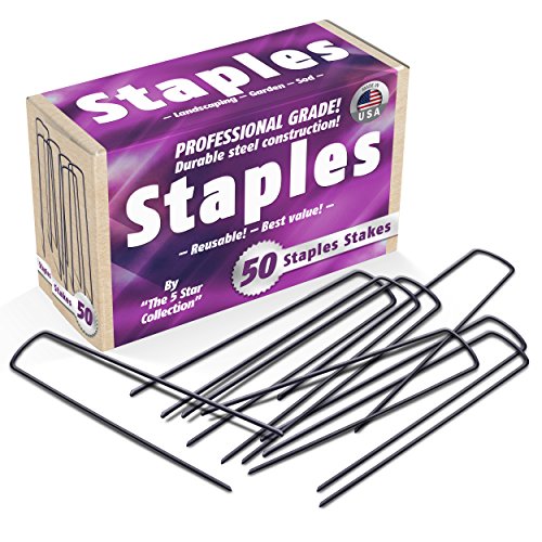 Product Cover 50 6-Inch Garden Landscape Staples Stakes Pins - USA Strong Pro Quality Built to Last. Weed Barrier Fabric, Ground Cover, Soaker Hose, Lawn Drippers, Irrigation Tubing, Wireless Invisible Dog Fence