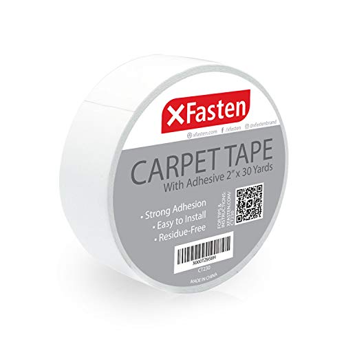 Product Cover XFasten Double Sided Carpet Tape for Area Rugs, Residue-Free, 2-Inch x 30 Yards; Wood Safe 2 Faced Rug Tape for Carpet to Floor and Rug to Carpet Applications