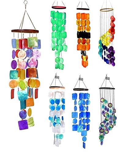 Product Cover Bellaa 22890 Outdoor Wind Chimes Patio Lawn Garden Unique Windchimes Hanging Capiz Memorial Grace Handmade Chimes 27 inch Presents for Mom Gifts for Grandma
