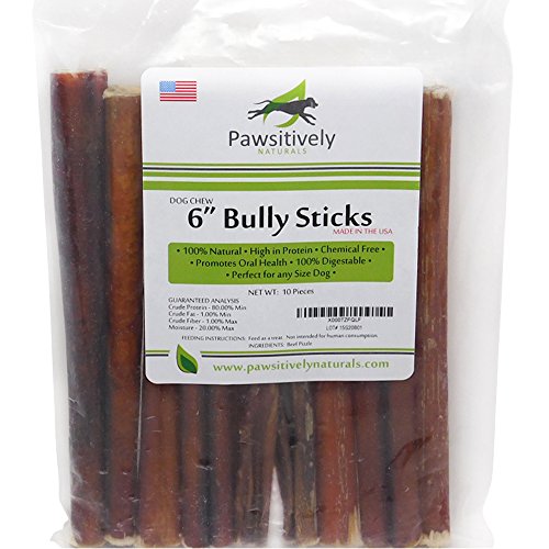 Product Cover Best Free Range Bully Sticks for Dogs Made in The USA - 6 Inch All Natural Premium Grass Fed 100% Beef - Hand Inspected USDA/FDA Approved Low Odor - Healthy Delicious Long Lasting American Dog Chews.