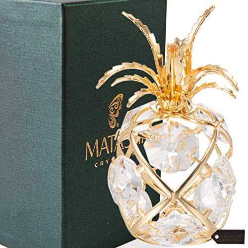 Product Cover Matashi Home Decorative Tabletop showpiece 24K Gold Plated Mini Pineapple Ornament (Gold - Clear Crystals)