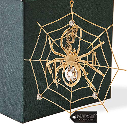 Product Cover 24K Gold Plated Crystal Studded Spider on Web Hanging Ornaments for Christmas Tree, Christmas Spider Miracle Traditions, Decor - The Tradition of Tinsel Legend Spider on Web Ornament