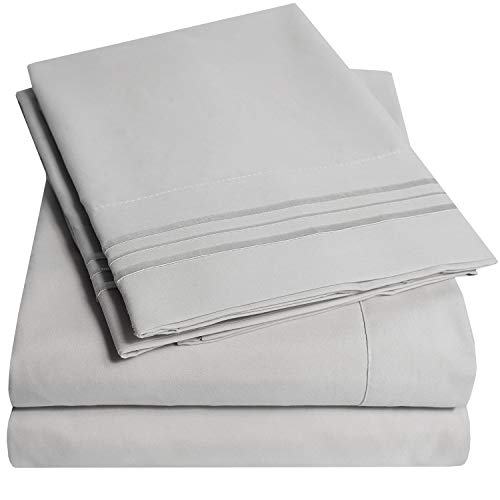 Product Cover 1500 Supreme Collection Bed Sheets Set - Luxury Hotel Style 4 Piece Extra Soft Sheet Set - Deep Pocket Wrinkle Free Hypoallergenic Bedding - Over 40+ Colors - Queen Size, Silver