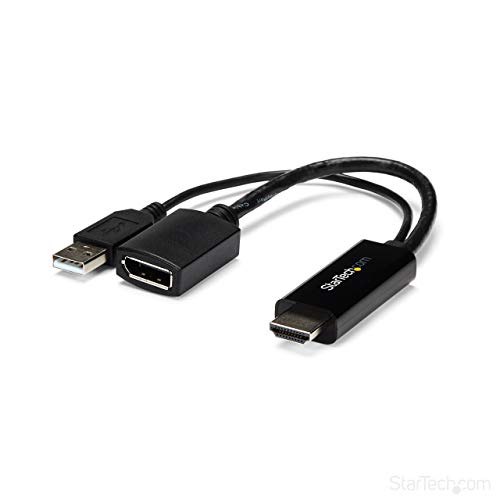 Product Cover StarTech.com 4K 30Hz HDMI to DisplayPort Video Adapter w/ USB Power - 6 in - HDMI 1.4 (Male) to DP 1.2 (Female) Active Monitor Converter (HD2DP)