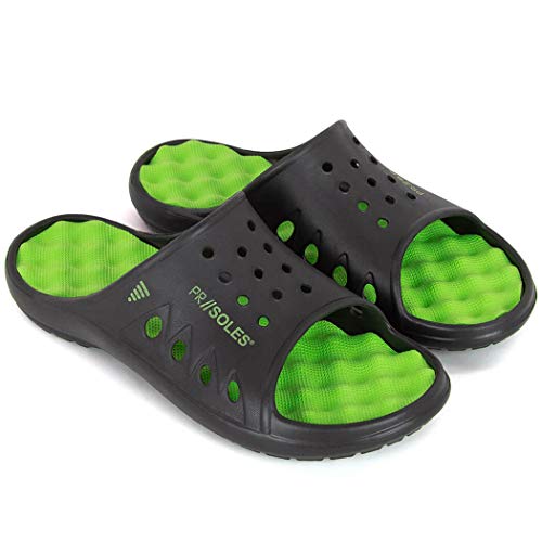 Product Cover PR SOLES Recovery Sandals | Sports Glides for Men and Women | Great for Athletes | Black/Neon Green, XXL | (M) 12 - 13