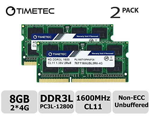Product Cover Timetec Hynix IC 8GB Kit(2x4GB) DDR3L 1600MHz PC3L-12800 Non ECC Unbuffered 1.35V CL11 2Rx8 Dual Rank 204 Pin SODIMM Laptop Notebook Computer Memory Ram Module Upgrade(8GB Kit(2x4GB)