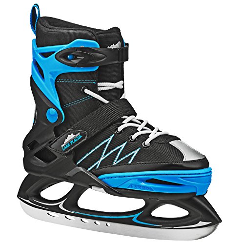 Product Cover Lake Placid Monarch Boys Adjustable Ice Skate, Black/Blue, Large/6-9