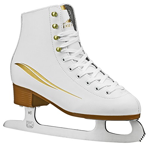 Product Cover Lake Placid Cascade Women's Figure Ice Skate, White/Gold Accent, Size 9