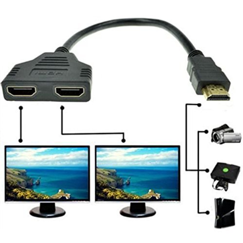 Product Cover Geekercity HDMI Male to Dual HDMI Female 1 to 2 Way Splitter Adapter Cable for HDTV (Doesn't Work with Laptop or Computer)