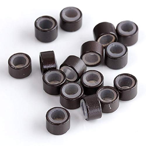 Product Cover CCbeauty 500PCS 5mm Silicone Lined Micro Rings Links Beads for Hair Extensions,Brown