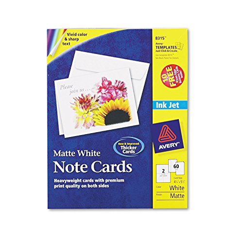 Product Cover Avery 8315 Inkjet Cards W/Envelopes, 4-1/4-Inch x5-1/2-Inch, 60/BX, Matte WE
