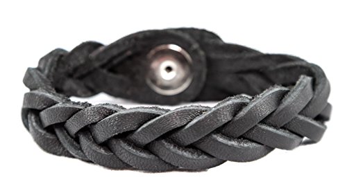 Product Cover Essential Oil Aromatherapy Diffuser Bracelet, Braided Leather, Unisex (Small, Black)