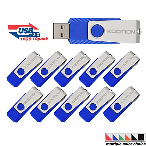 Product Cover Kootion 16 GB USB Flash Drive 3.0 Flash Drive 10 Pack Thumb Drive Keychain Memory Stick Blue