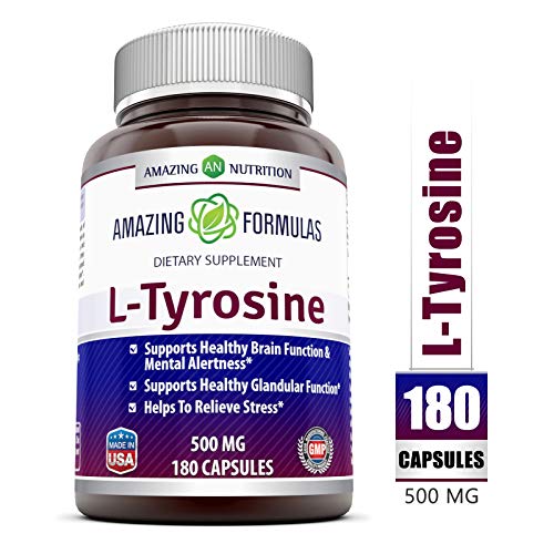 Product Cover Amazing Formulas L Tyrosine - 500 mg, 180 Capsules - Supports Mental Alertness, Energy, Focus, Healthy Glandular Function and Balance