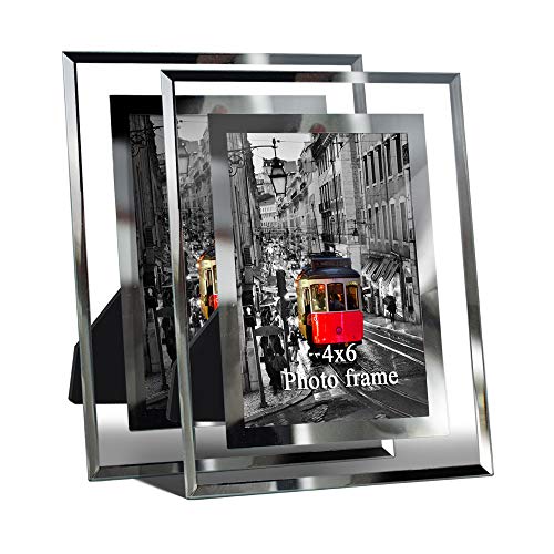 Product Cover Giftgarden Modern Glass Picture Frame 4x6 Friends Gifts for 4 by 6 Photo Display 2 PCS