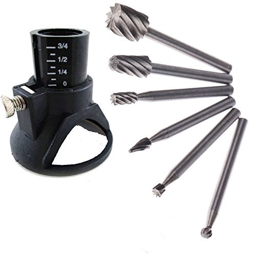 Product Cover 6pc HSS Routing Router Bits Burr with Drill Carving Rotary Locator Set Suit Dremel & Rotary Too
