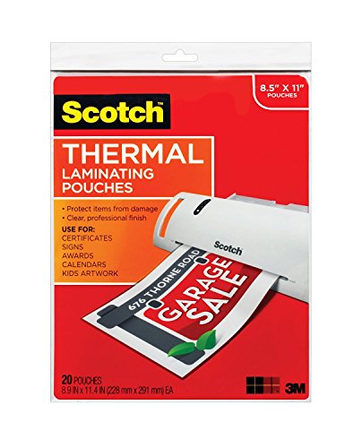 Product Cover Scotch Letter Size Thermal Laminating Pouches, 20 Pouches (MMMTP385420)
