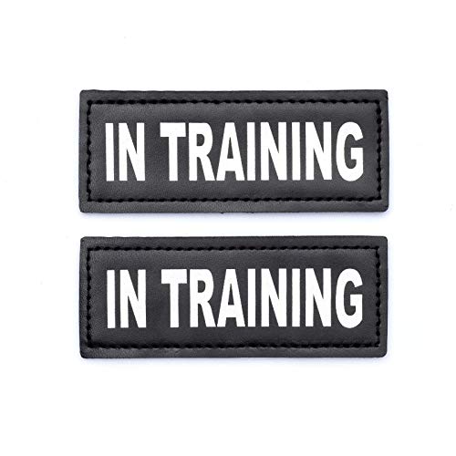 Product Cover Industrial Puppy in Training Dog Patch with Hook Back and Reflective Lettering - Service Dog in Training Patch Tag for Service Dog Vest in Training Dog Patch for Working Dog